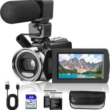Video Camera Camcorder FHD 1080P 36MP YouTube Vlogging Camera Recorder 3.0 Inch 270 Degree Rotation Screen 18X Digital Zoom Camcorders with Microphone,32GB SD Card and 2 Batteries